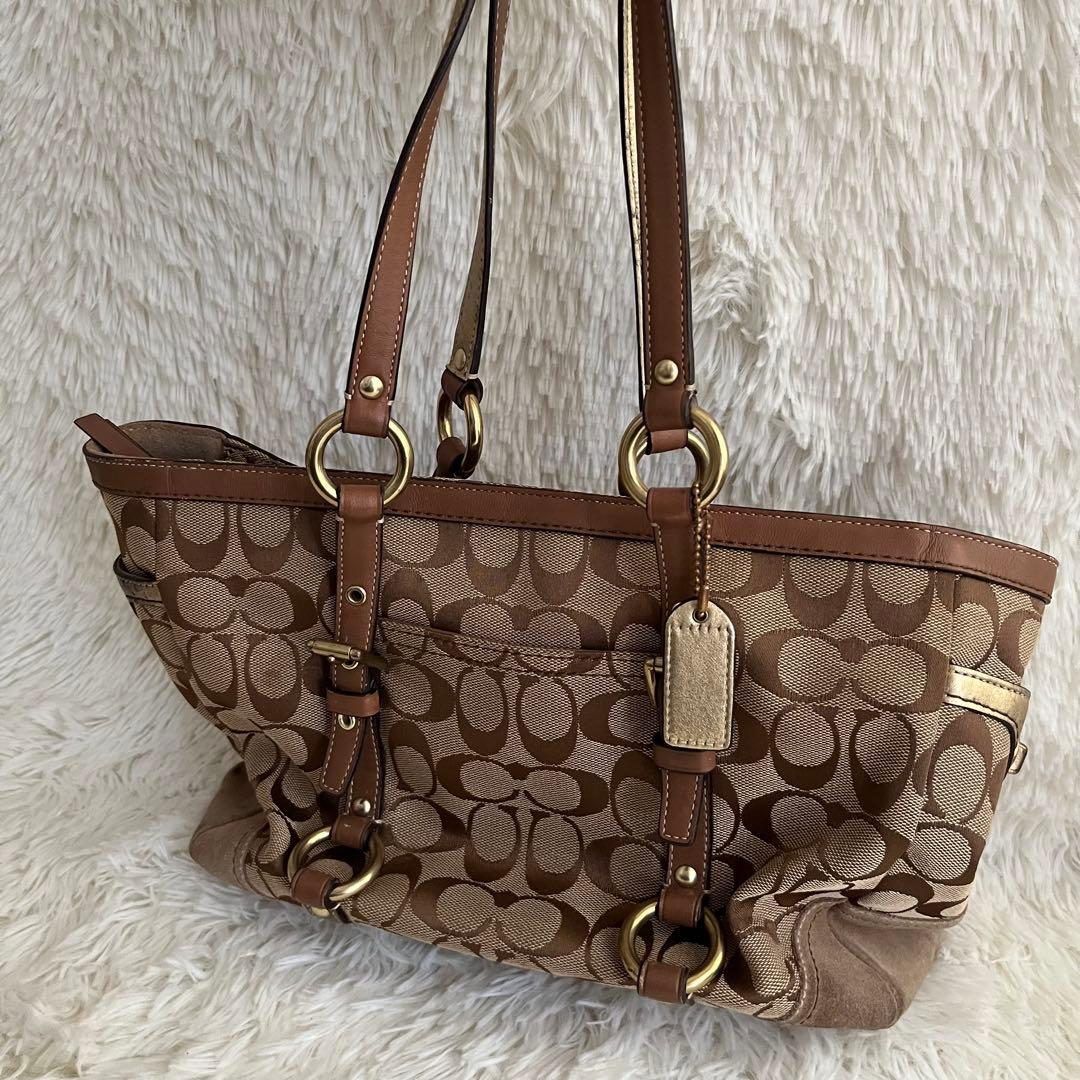 COACH コーチ ハンドバッグ シグネチャー ブラウン