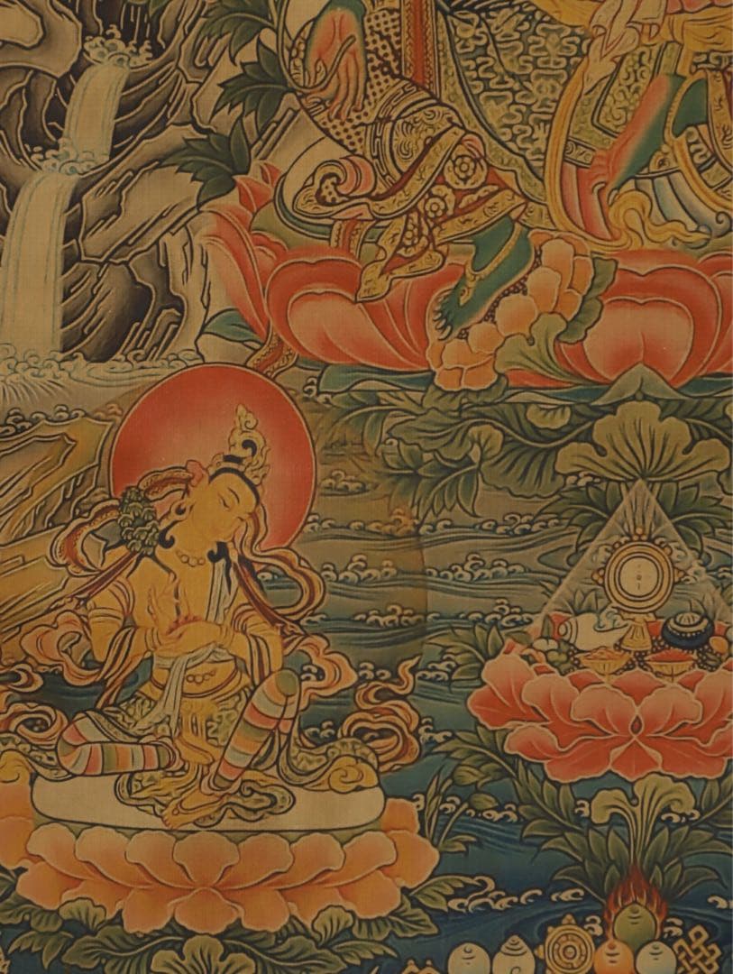 縁起物　タンカ グリーンタラ（緑度母） チベット仏教 時代物