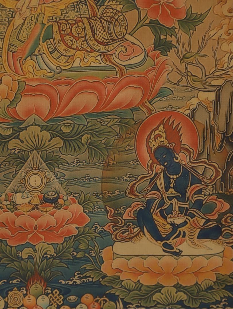 縁起物　タンカ グリーンタラ（緑度母） チベット仏教 時代物