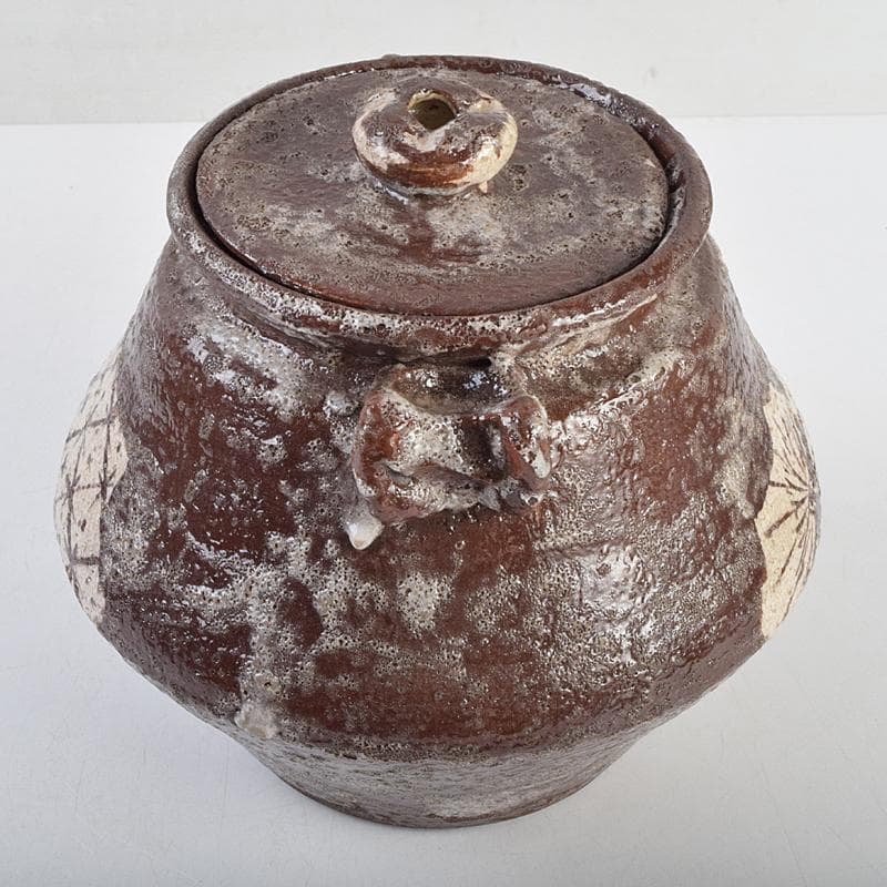 茶道具　加藤唐九郎（一ム斎）作　鼡志野算玉　水指　清水公照極め箱　MR9414B