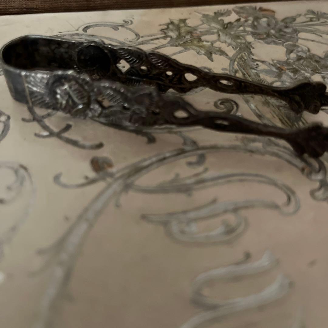 アンティーク　シルバープレート　カトラリー　バラ　ブロカント　トング