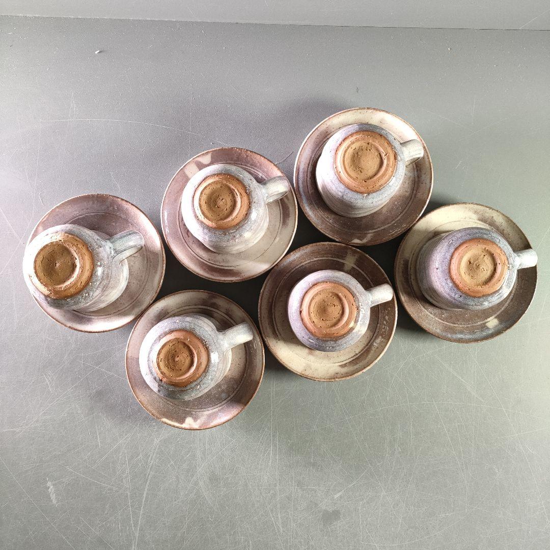 A893-2/萩焼/土和窯/珈琲茶碗/カップ＆ソーサー/6客/