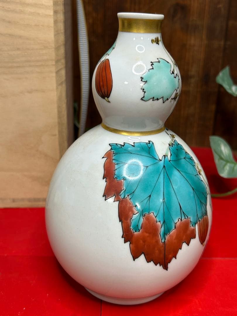 九谷焼　人間国宝候補　武腰潤　色絵　雀　未使用　瓶子