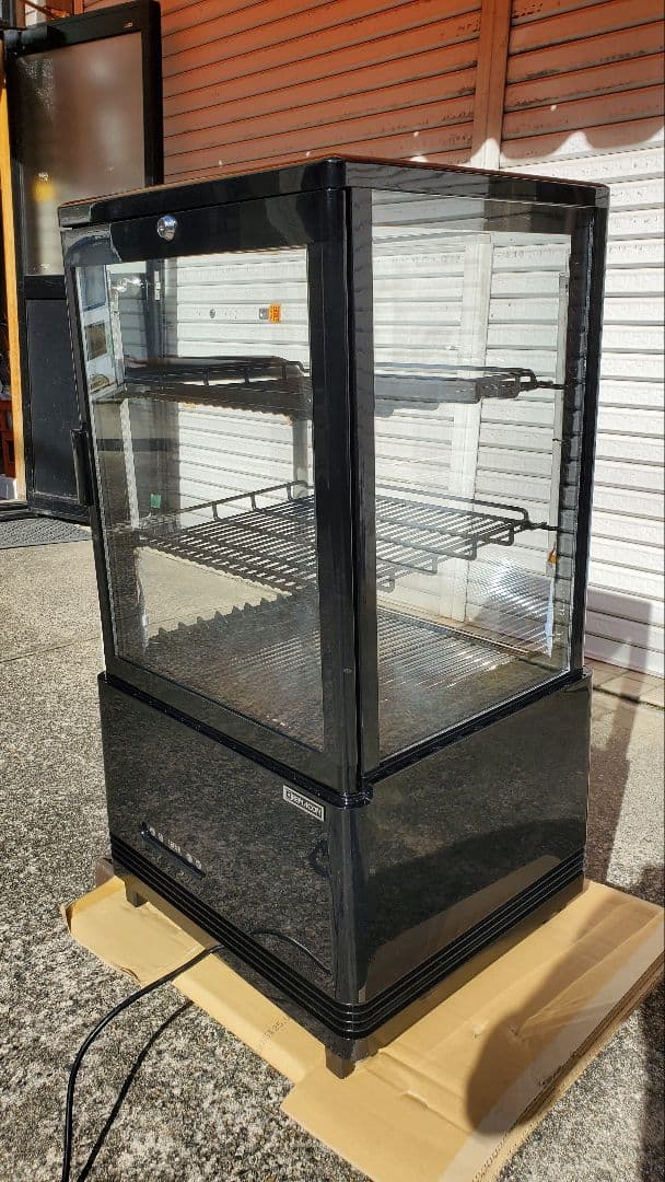 レマコム 4面ガラス 冷蔵ショーケース 卓上型 63L ブラック 冷蔵庫 タテ型