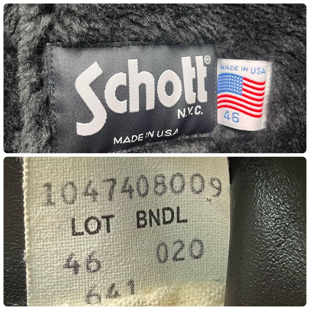 46size/極美品✨【米国製】schott シングルライダース 641 黒
