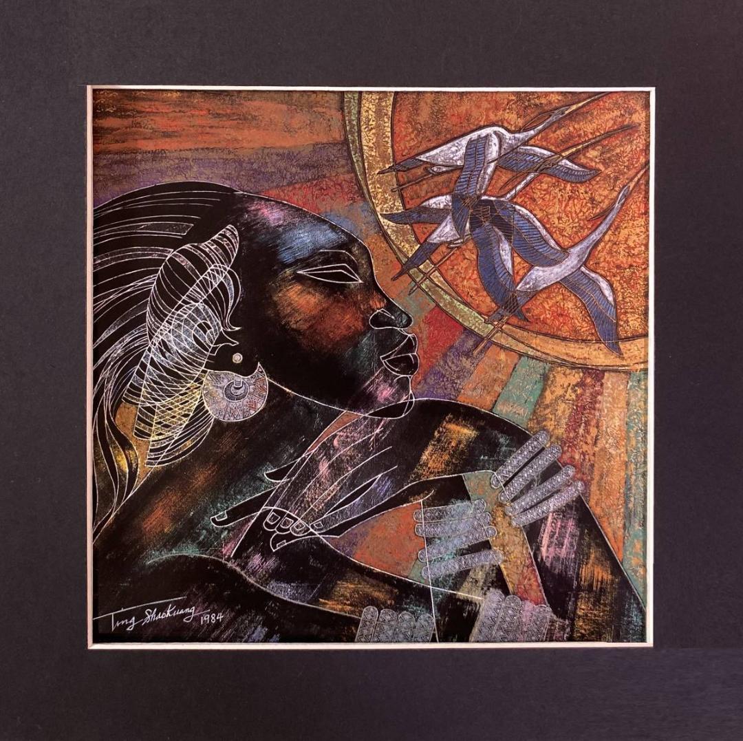 丁紹光、『勝利の翼』、希少な画集より、新品額装付、マット額装付き