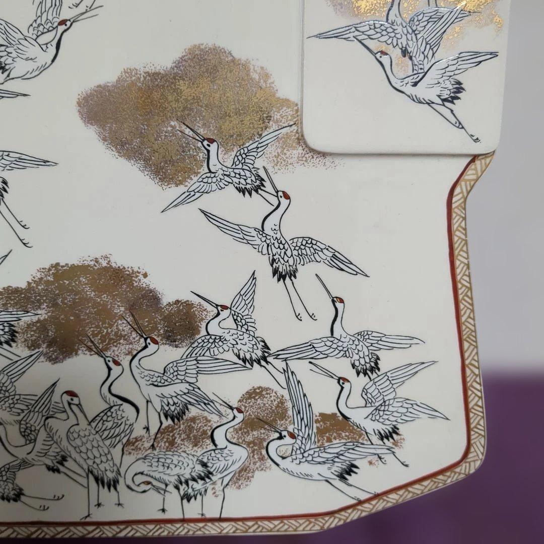 九谷焼 手描きの鶴　飾額　お正月　結婚式　お祝い　プレート　皿