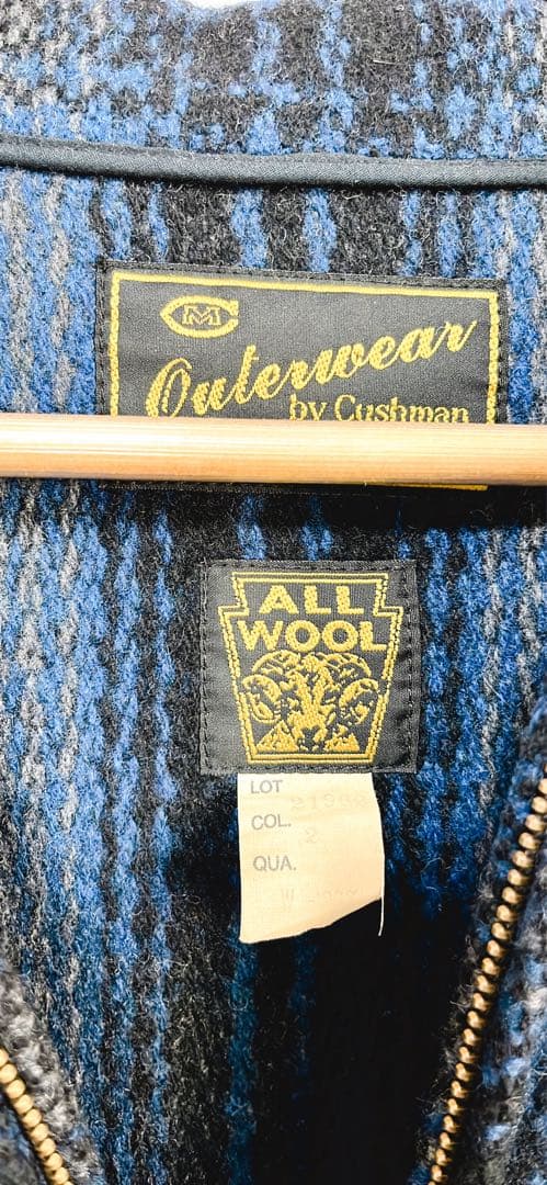 Cushman ウールジャケット 青黒チェック　Sサイズ