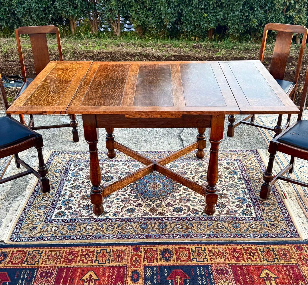 英国ドローリーフ 伸長式テーブル Lloyd's antiques 焼印あり