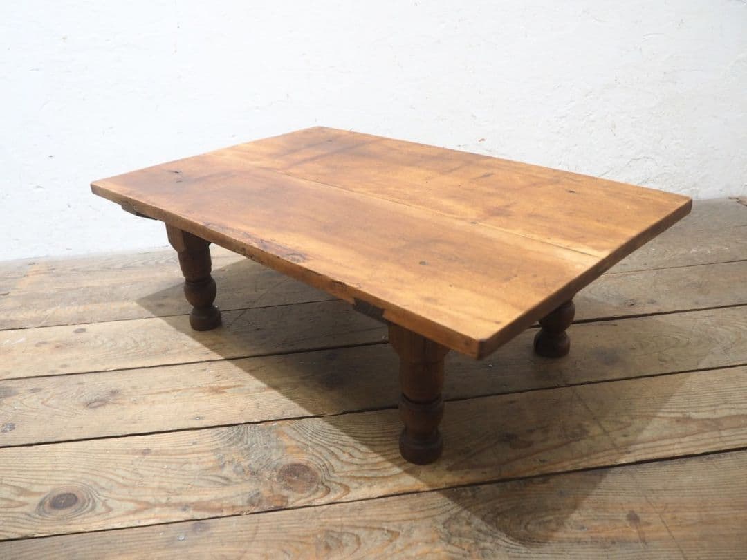 1252　アンティーク　ロクロ脚のローテーブル　文机　座卓ちゃぶ台　轆轤　レトロ