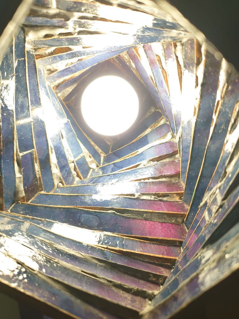 アンティーク ステンドグラスネジレパープルペンダントシーリングランプ