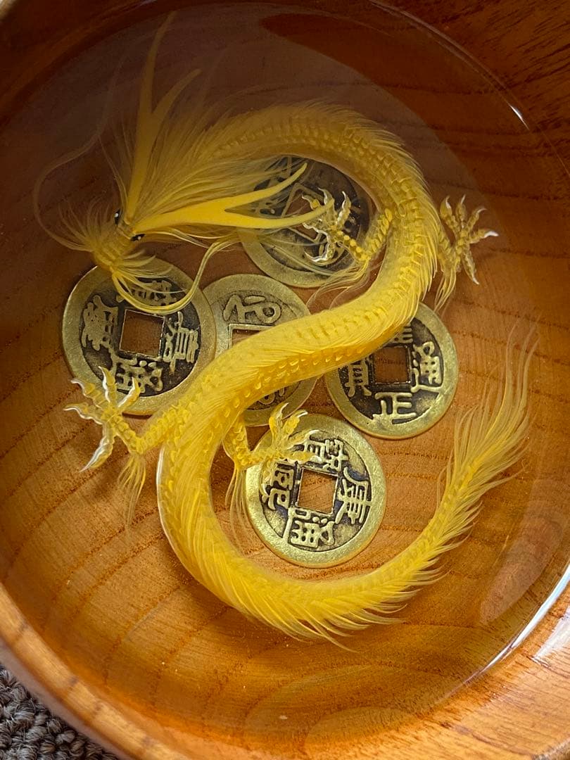 立体絵画　3D龍の絵　茶碗絵古銭　雍正通宝 康熙通宝　開運　風水 招福　商売繁盛