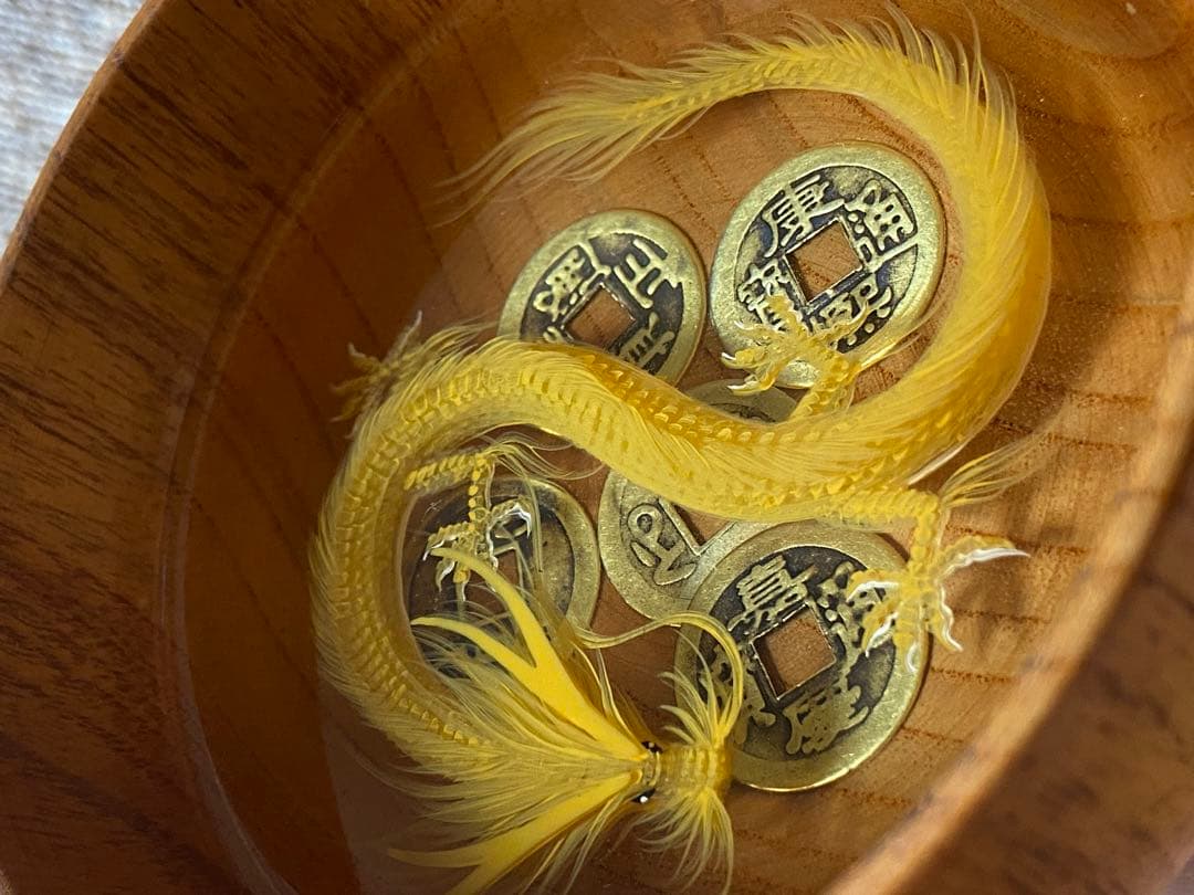 立体絵画　3D龍の絵　茶碗絵古銭　雍正通宝 康熙通宝　開運　風水 招福　商売繁盛