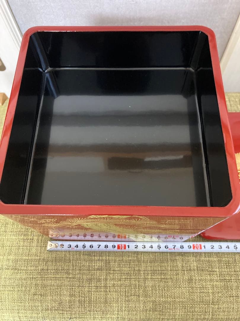 蒔絵　三段重　朱色　おせち