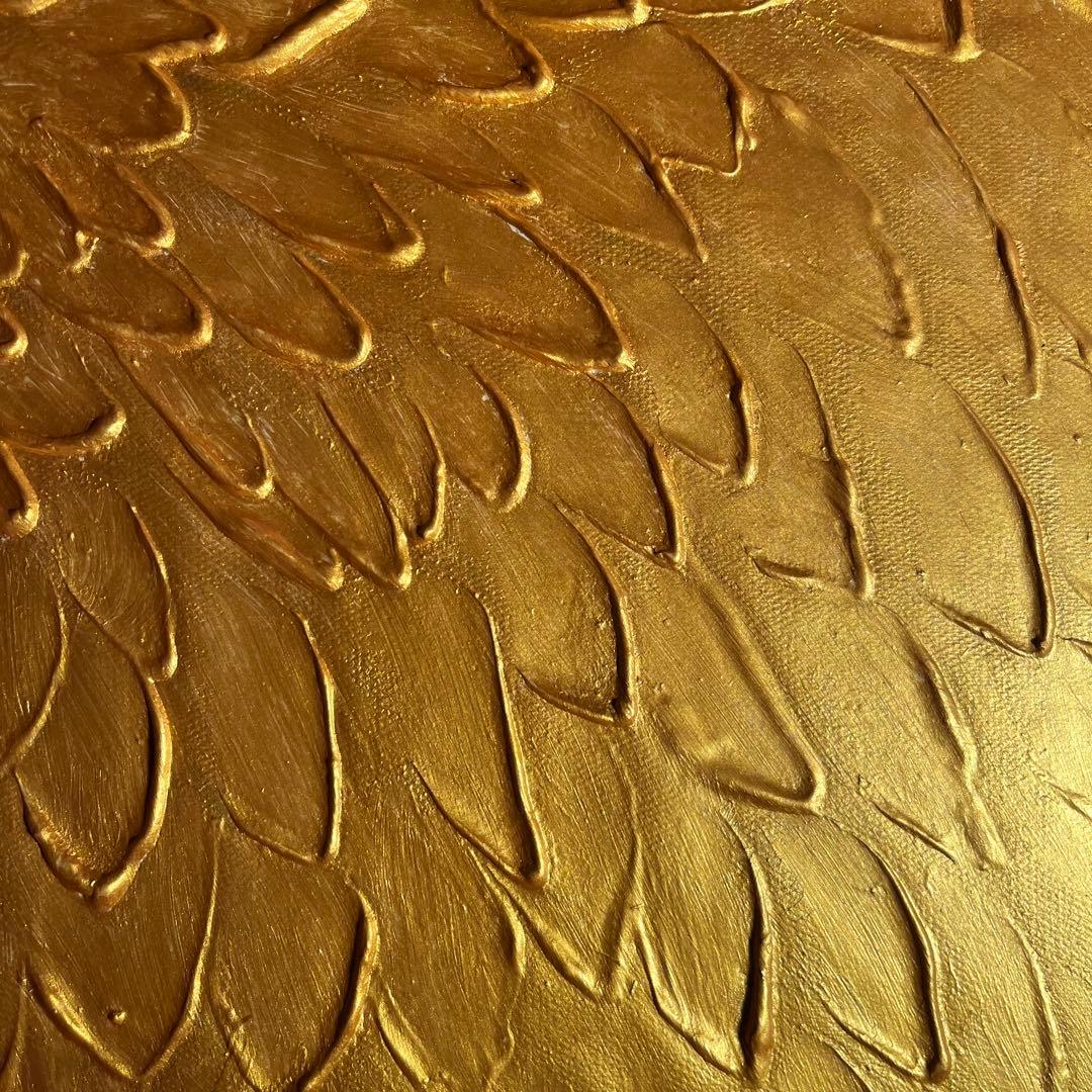 ★秀作★ 手書き油絵 ゴールドペタル 肉筆絵画 インテリア 油彩画