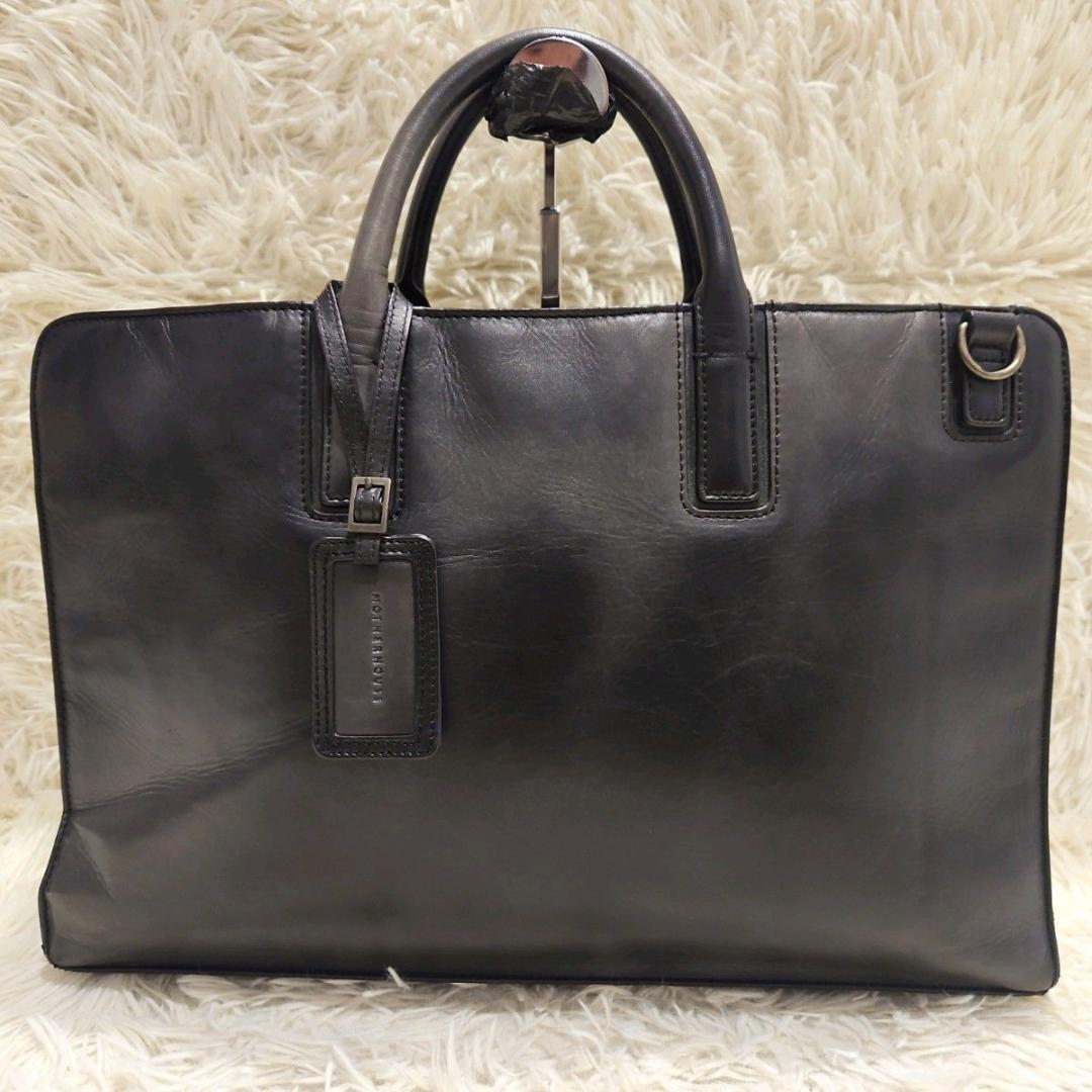 美品 マザーハウス ビジネスバッグ アンティーククラシッレザー A4 ブラック