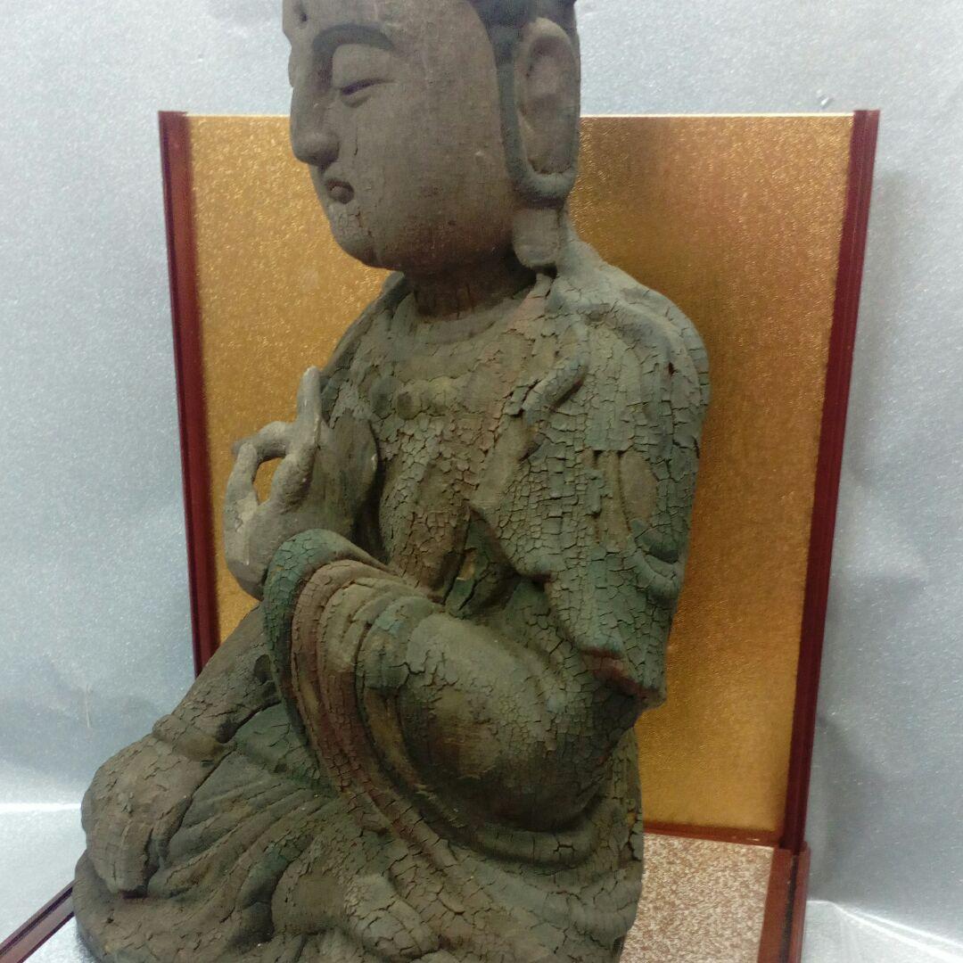 ７００〜４００年前頃稀少レア極彩色時代仏教美術菩薩如来坐像４０センチサイズ当時物