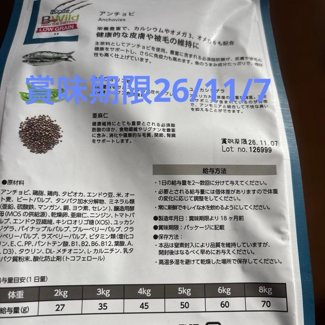 キャットフード成猫用BWild アンチョビ4.8kg賞味期限2026/11