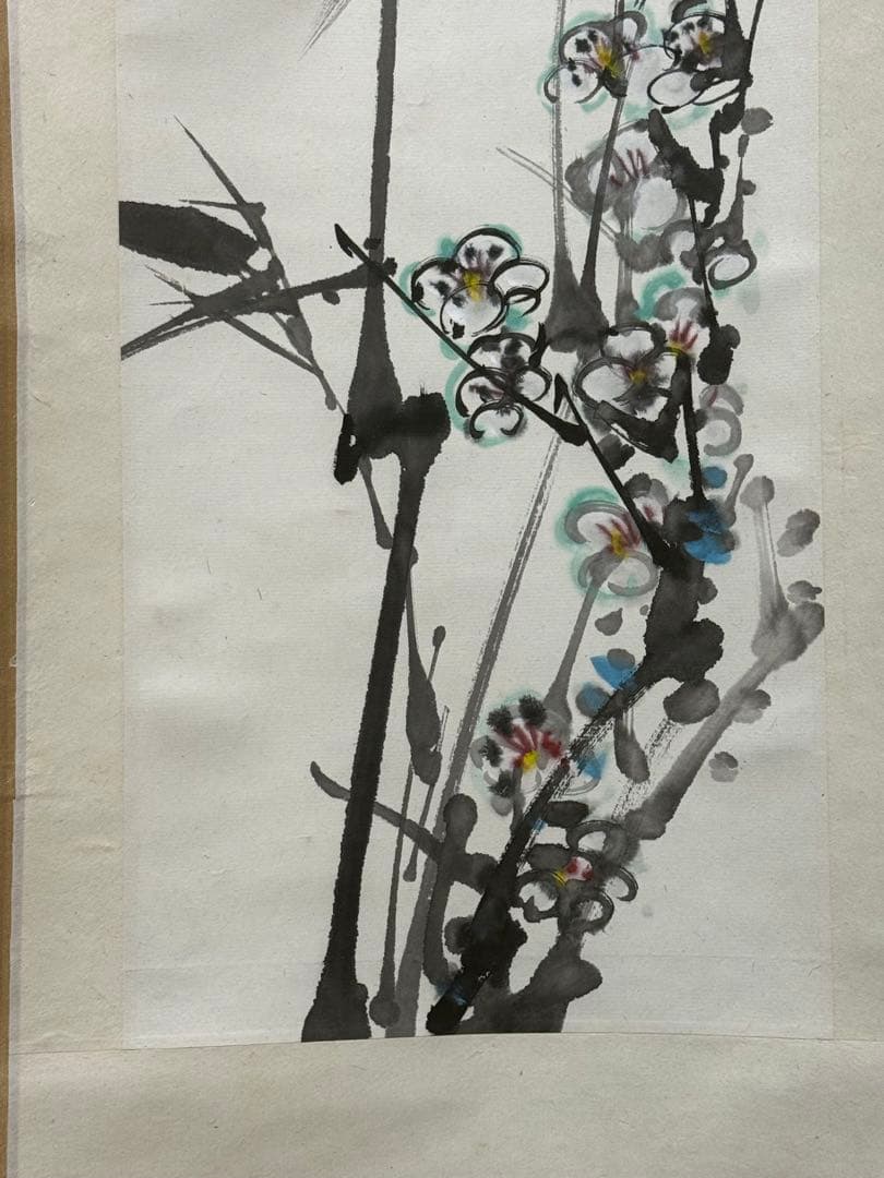 中国　黄徳瑞作　梅竹　着色水墨画　肉筆　送料込み251222