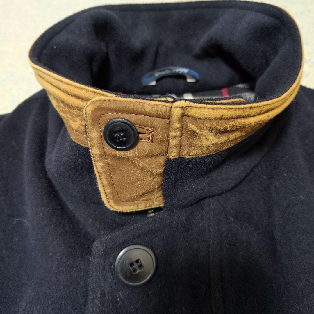 バーバリーズ ウール スタンドカラーブルゾン カシミヤ混 ノバチェック ネイビー