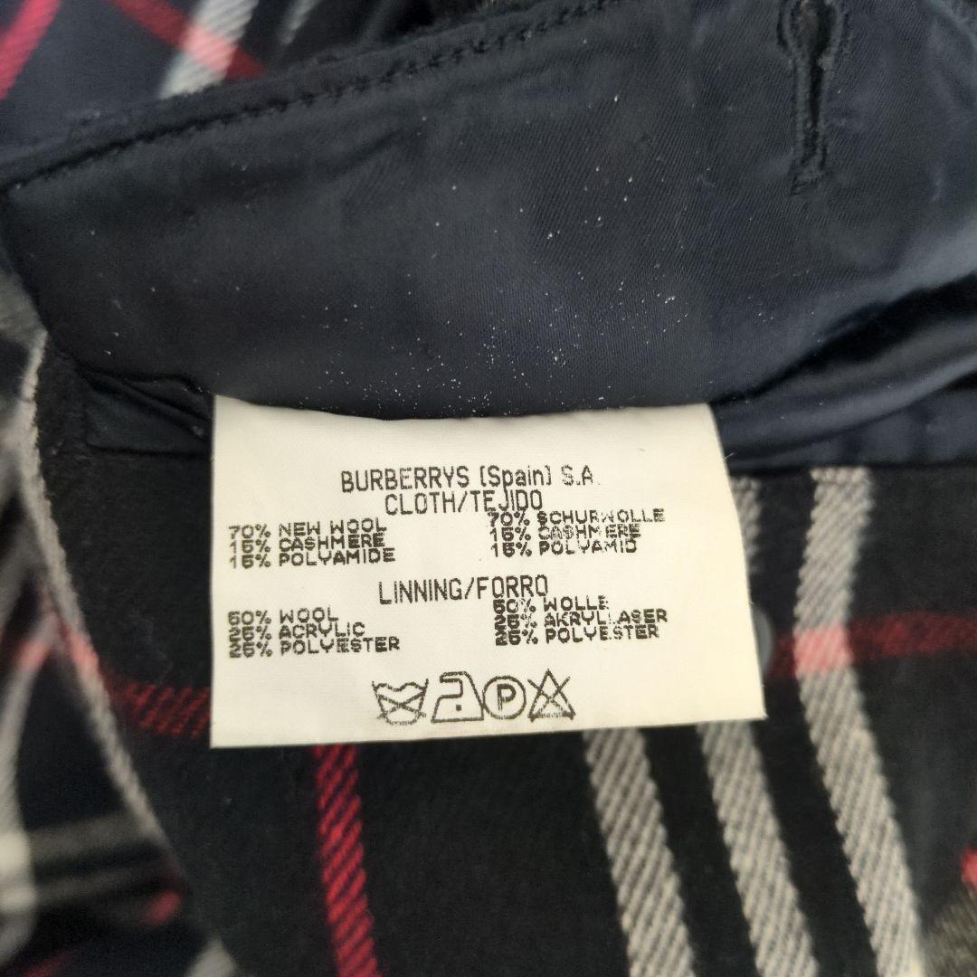 バーバリーズ ウール スタンドカラーブルゾン カシミヤ混 ノバチェック ネイビー