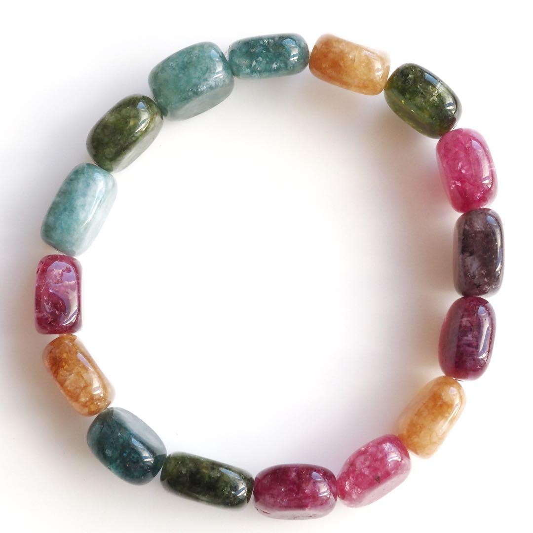 【はくとん( 'ω')ŧ‹\"ŧ‹\"】天然翡翠マルチカラーゴムブレスレット
