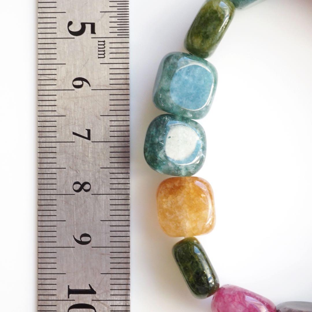 【はくとん( 'ω')ŧ‹\"ŧ‹\"】天然翡翠マルチカラーゴムブレスレット