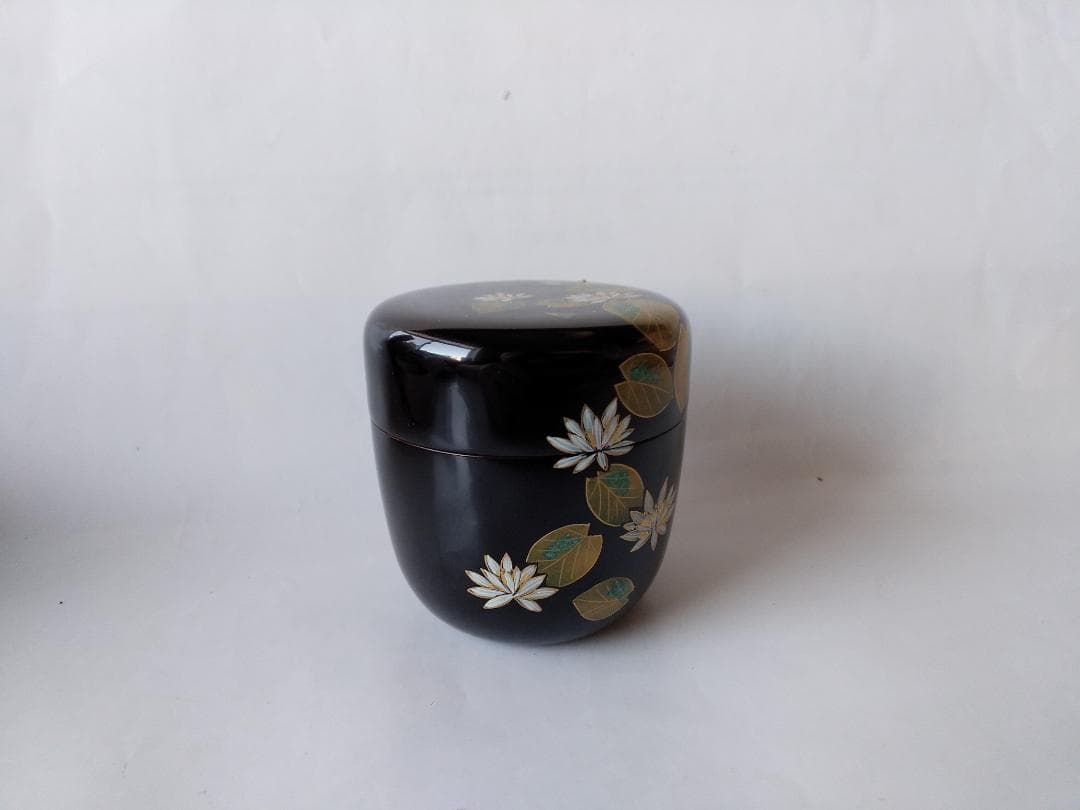 蒔絵師 佐々木麗峰 作 内朱塗 ひつじ草蒔絵 中棗 共箱 栞 漆器 茶道具 新品