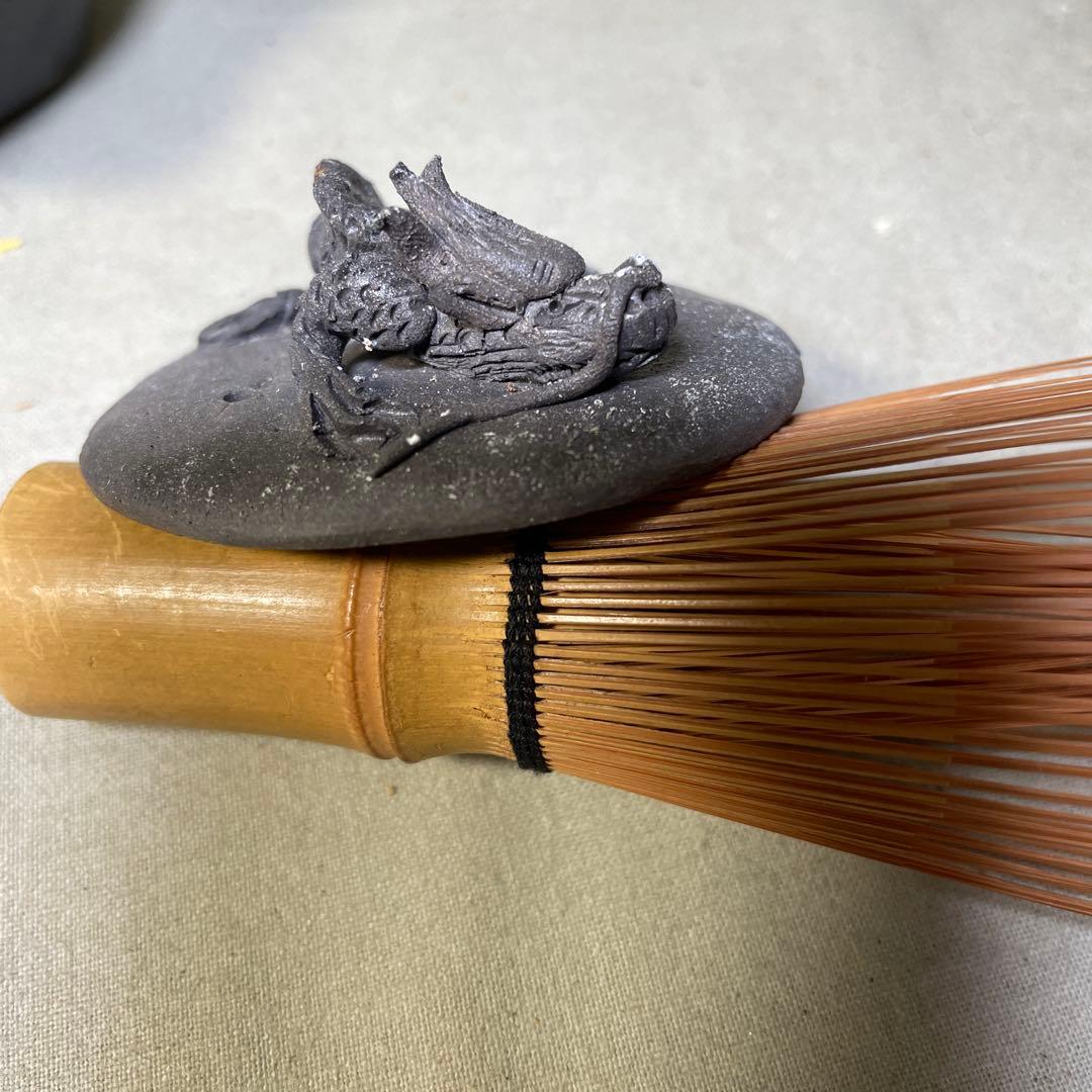 時代 備前双龍宝瓶湯冷炭化青備前 窯変 双竜　手造　煎茶道具　備前焼 急須茶器