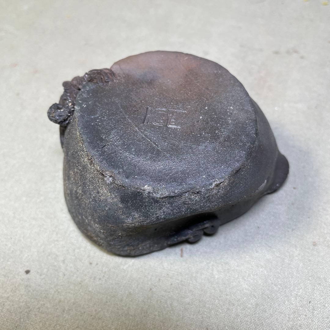 時代 備前双龍宝瓶湯冷炭化青備前 窯変 双竜　手造　煎茶道具　備前焼 急須茶器