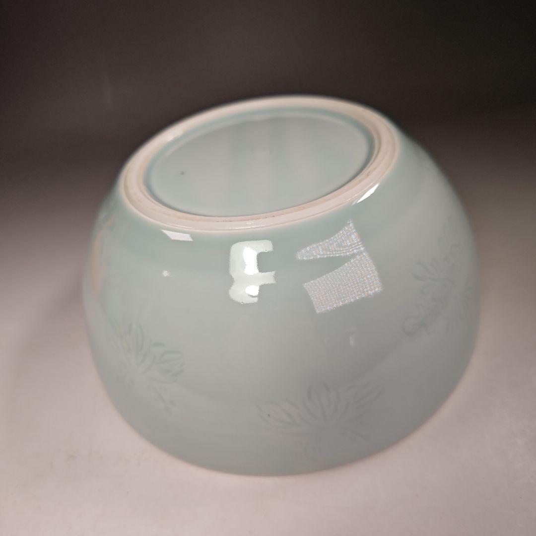 イ649 水指『林耕造』『青白磁　桐彫紋平水指　共箱』茶道具