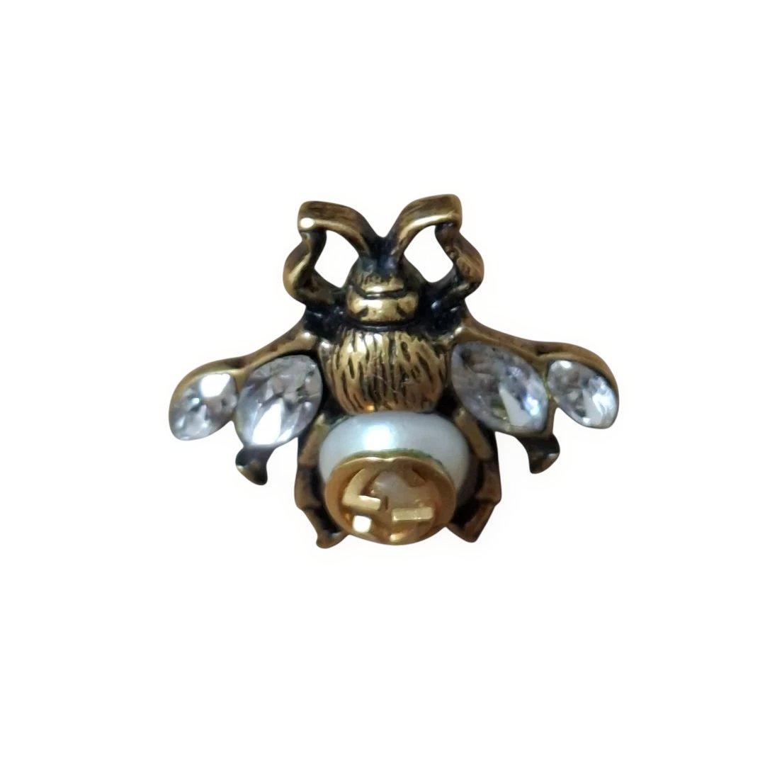 GUCCI ピアス BEE 蜂 インターロッキングG エイジングゴールド