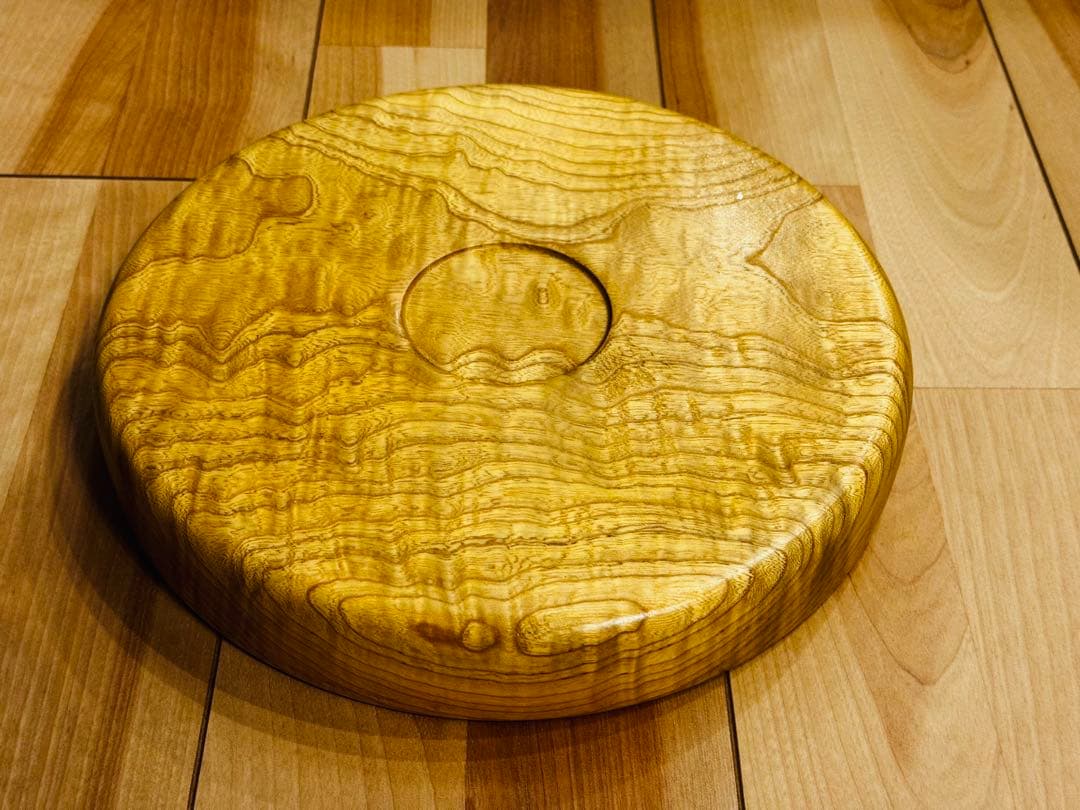 希少 北海道工芸品 瘤杢 木製丸盆 昭和レトロ No.52