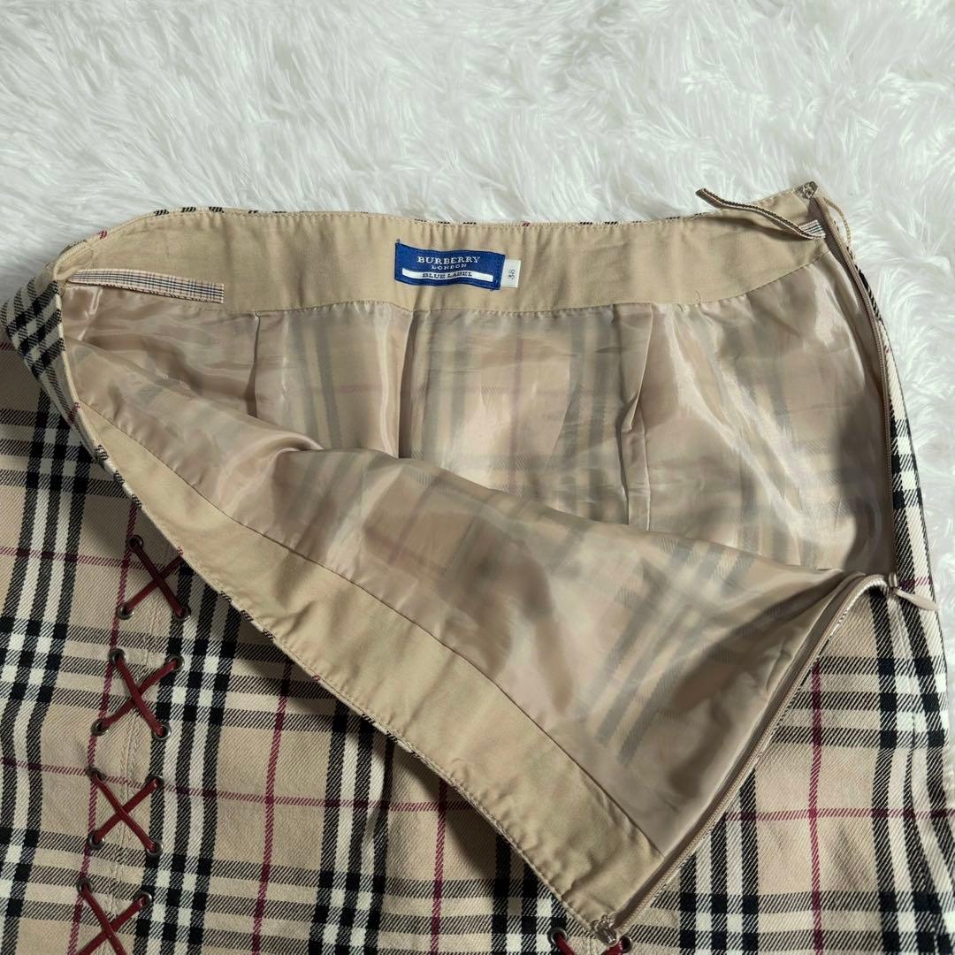 バーバリーブルーレーベル スカート ノバチェック ギャザー プリーツ