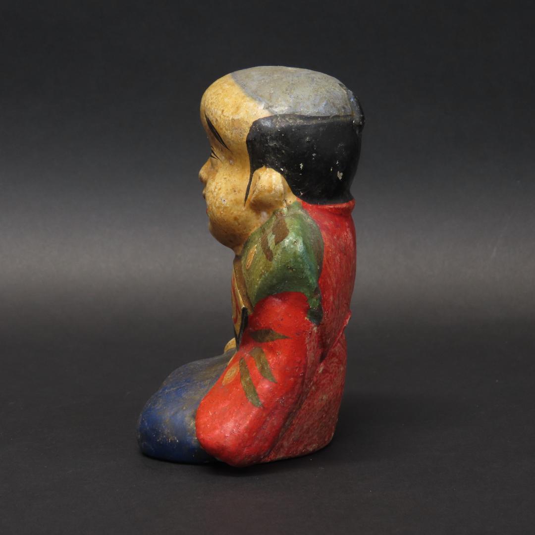 ⭕396 江戸末期 土人形 幸運を招く福助 高さ12.5cm/伏見人形 八幡人形