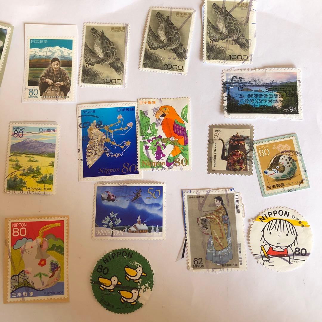 使用済切手19枚 ： 日本 16枚 USA 2枚 台湾　1枚
