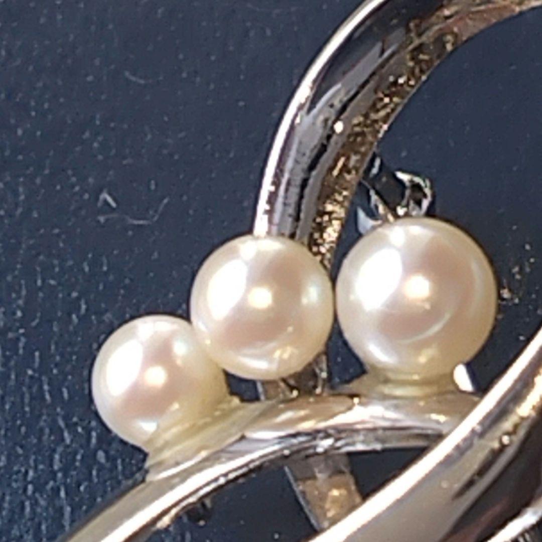 TASAKI 田崎真珠3珠　 アコヤ本真珠 ブローチ　SILVER