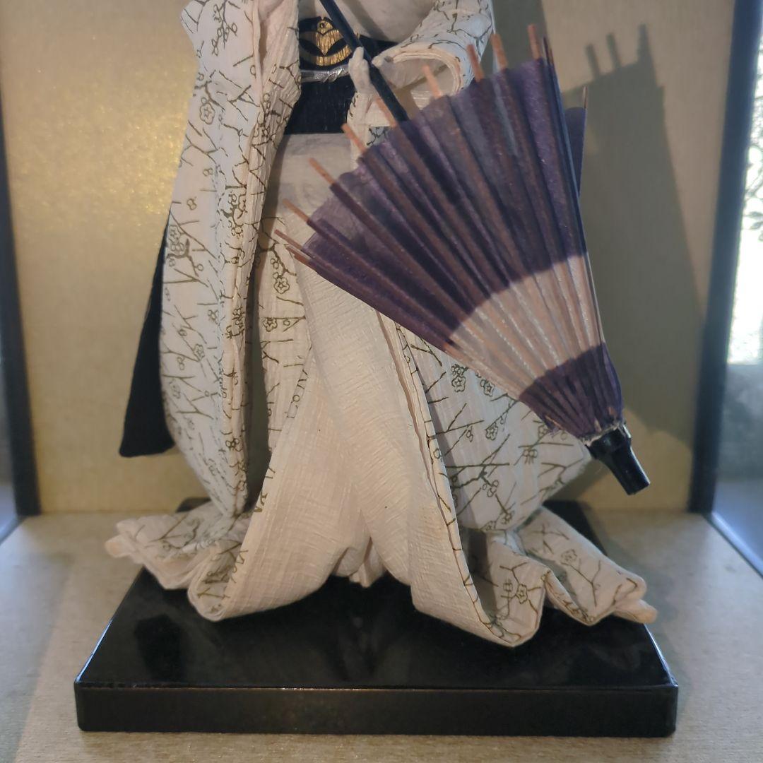 【和紙人形 ガラスケース付】雪化粧 日本人形 傘付き