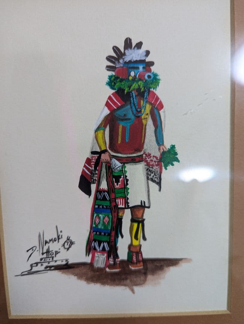 ホピ族 水彩画 サイン入り