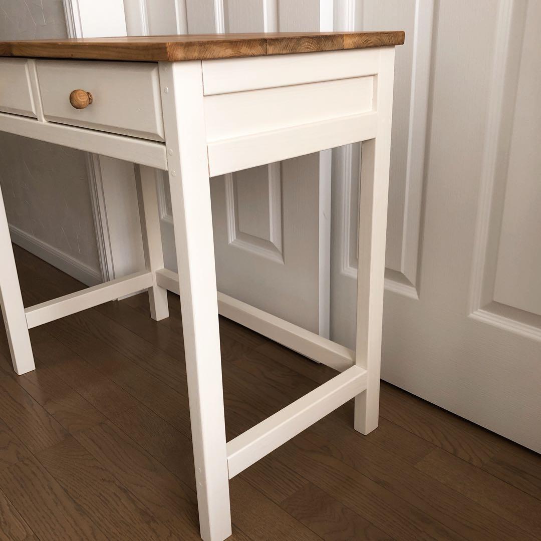 ハンドメイド　ナチュラル　デスク　机　木製　ホワイト　インテリア　勉強机　学習机