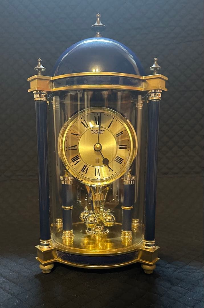 回転飾り時計 MASTER LAUREL 置時計 不動品