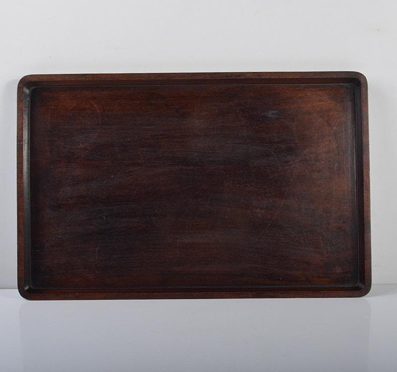 中国 唐木紫檀製　無垢彫　煎茶盆　香盆　M　R4273