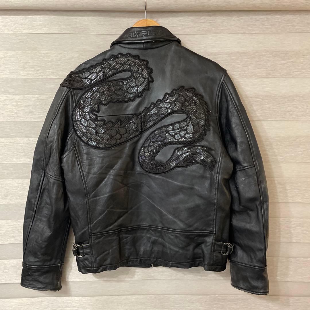 【希少】AVIREX アヴィレックス　革ジャン　ドラゴン刺繍　レザージャケット