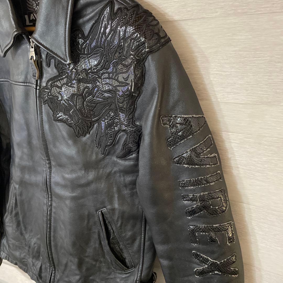 【希少】AVIREX アヴィレックス　革ジャン　ドラゴン刺繍　レザージャケット