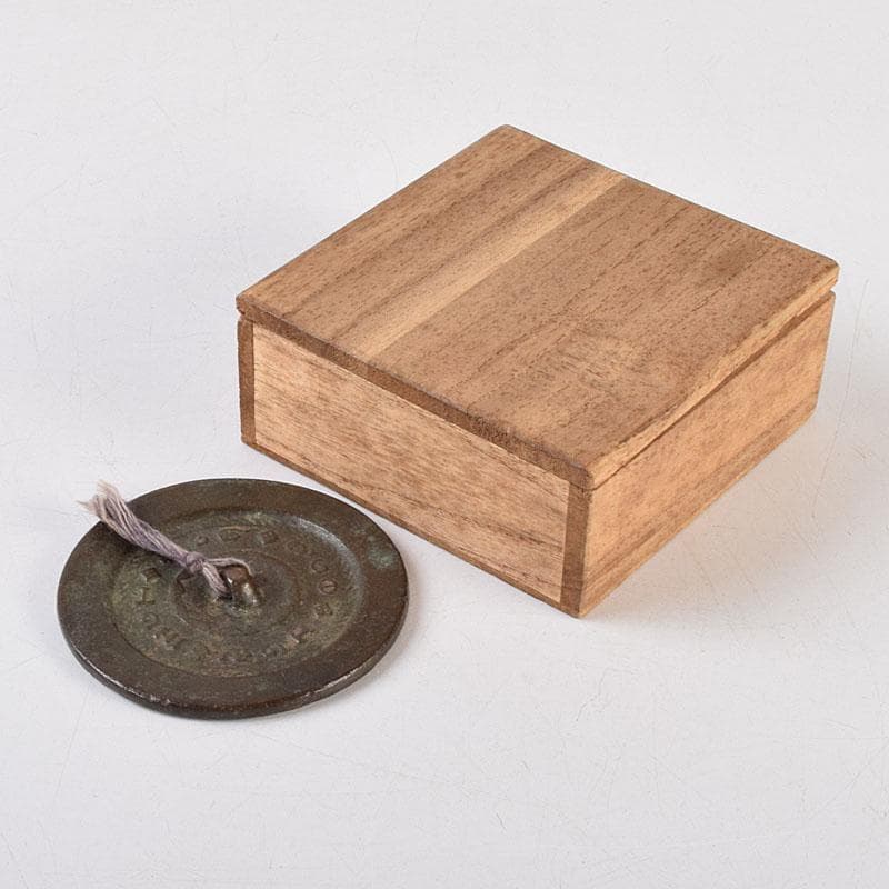 中国　古銅青銅　銅鏡　古鏡　紙鎮　文鎮　時代箱　M　R9324