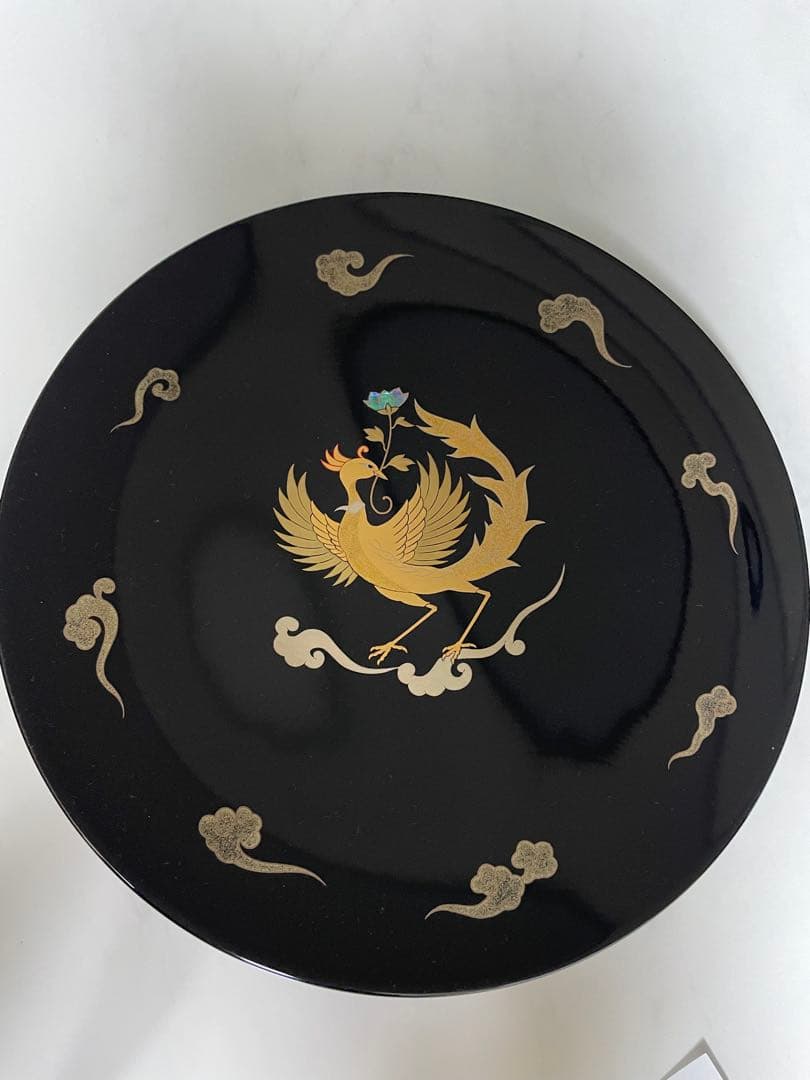 漆器 鳳凰デザイン 皿 直径25cm