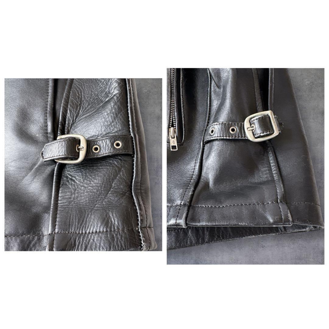 HORN WORKS レザージャケット XL 黒 キルティング 短丈 Y2K