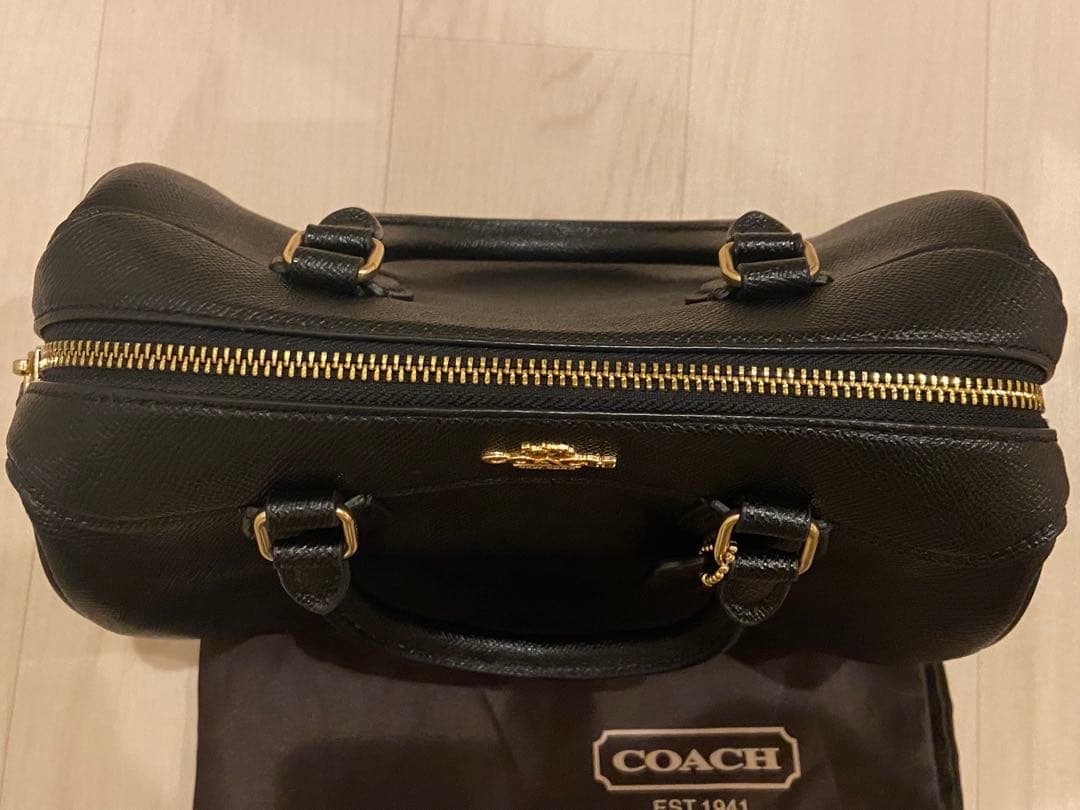 COACH ショルダーバッグ ミニボストン　2way ブラックレザー