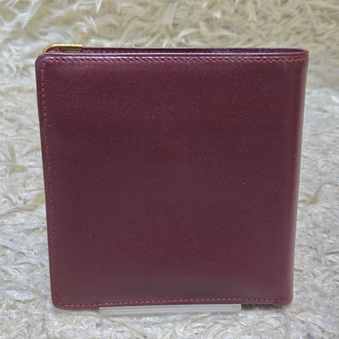 未使用　カルティエ マストライン 二つ折り 財布 レザー ボルドー