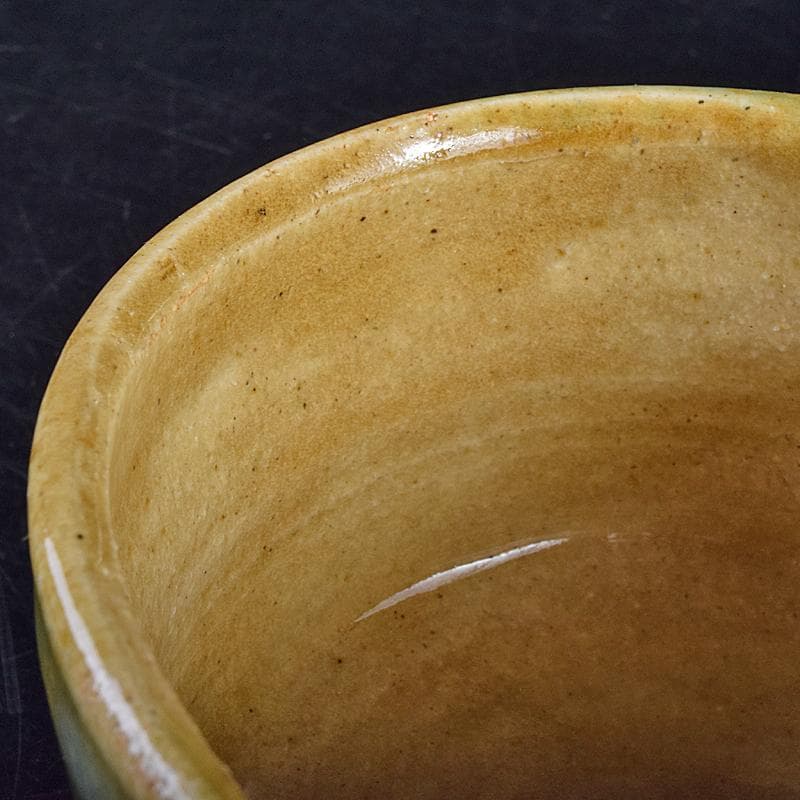 北大路魯山人作　織部焼　茶碗　共布　黒田陶々庵極め箱　M　R7647